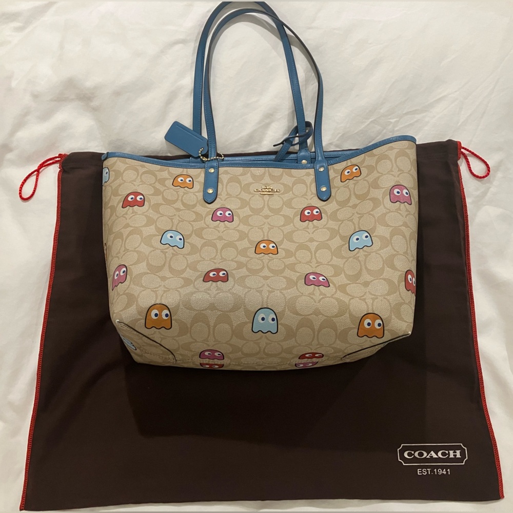 Coach x PacMan Reversible City Tote in Signature Canvas w/ Ghost Print